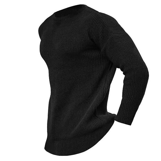 Pull en tricot à col rond de couleur unie pour homme