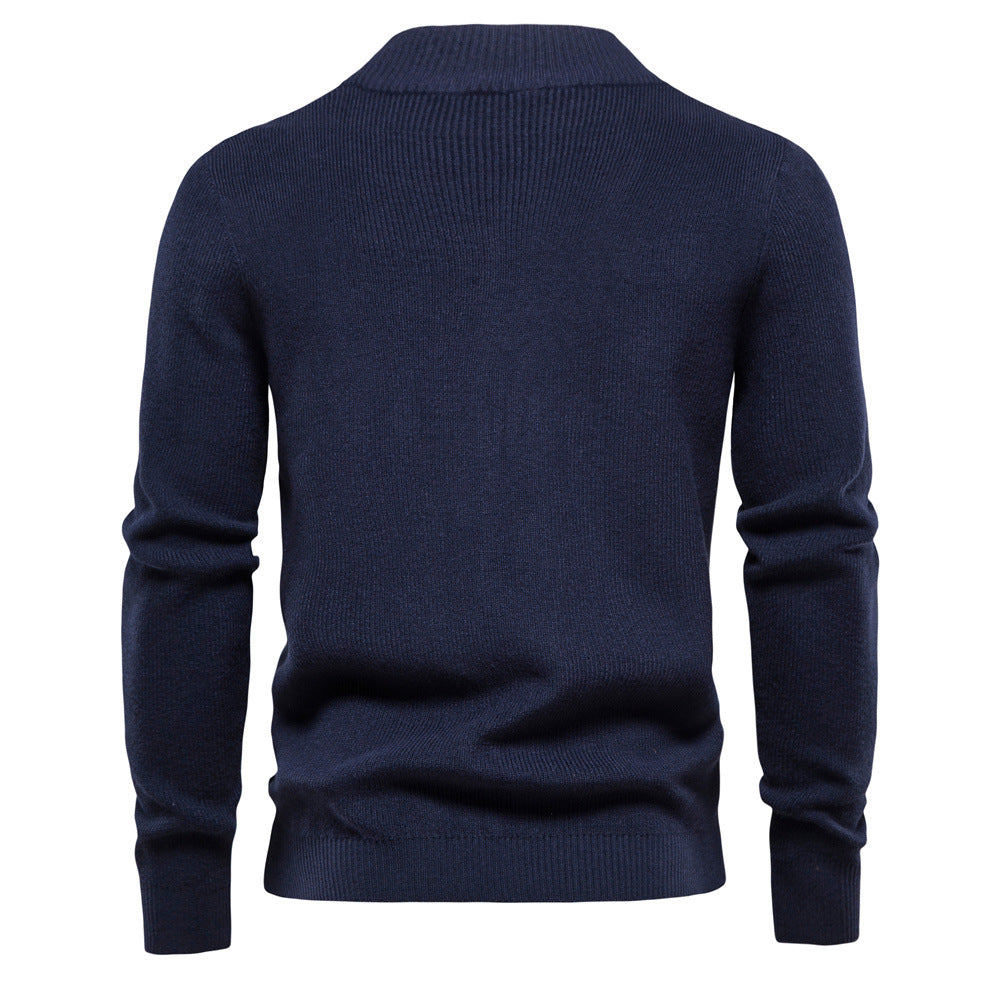 Herren Freizeit Strickjacke im Vintage-Stil mit Stehkragen und durchgehendem Reißverschluss