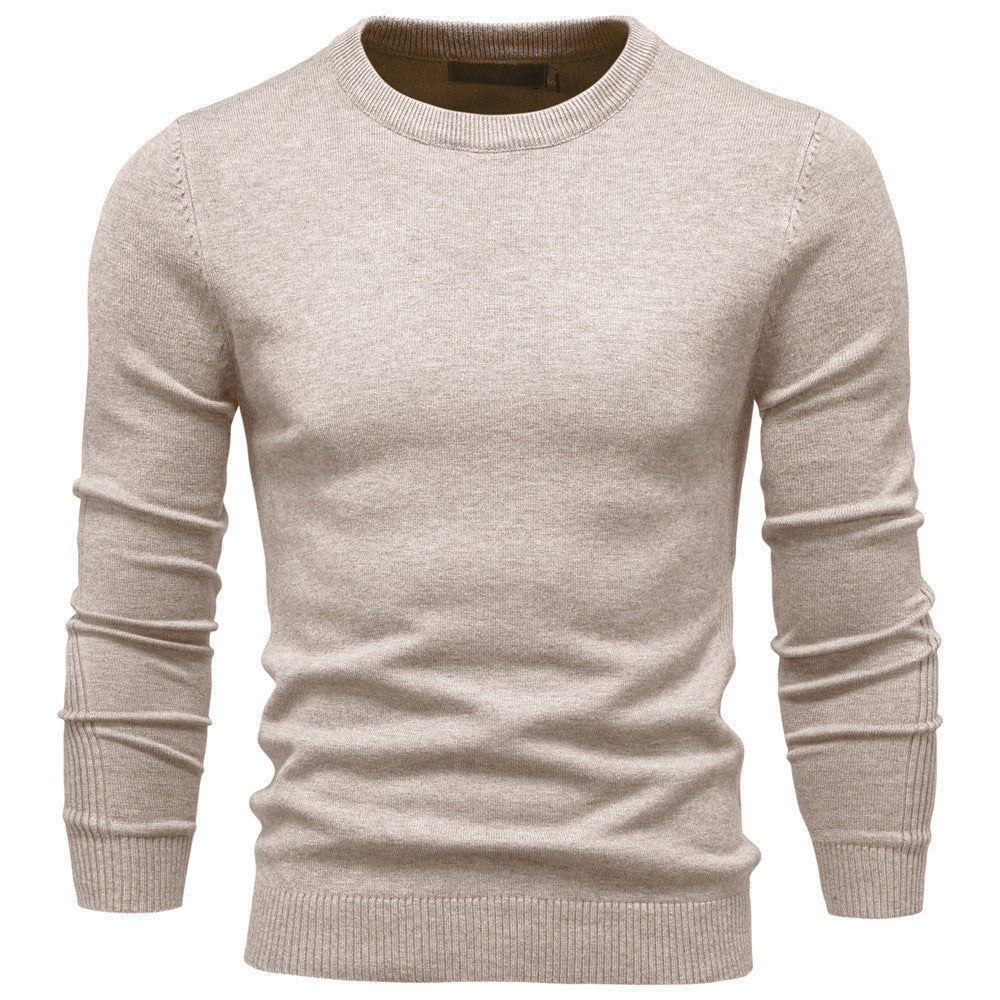 Pull uni chaud à col rond pour homme