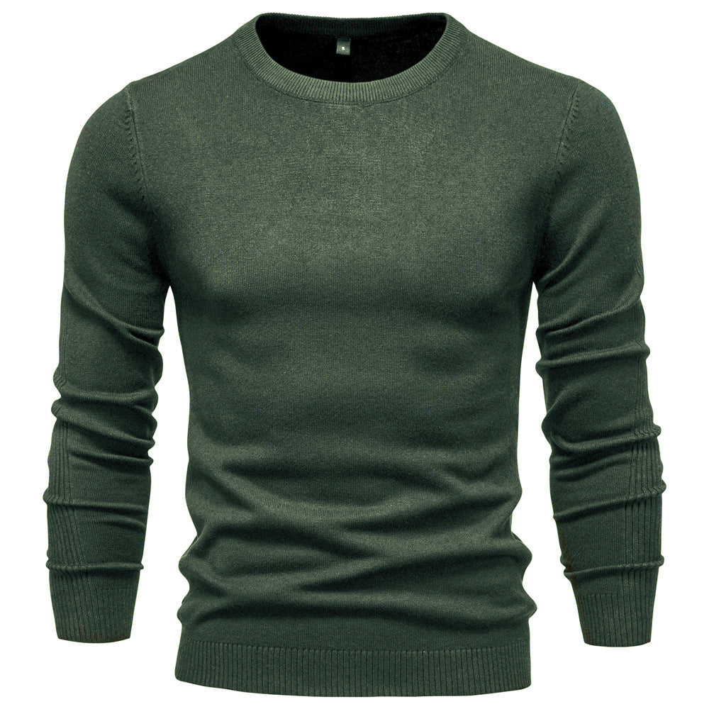 Pull uni chaud à col rond pour homme