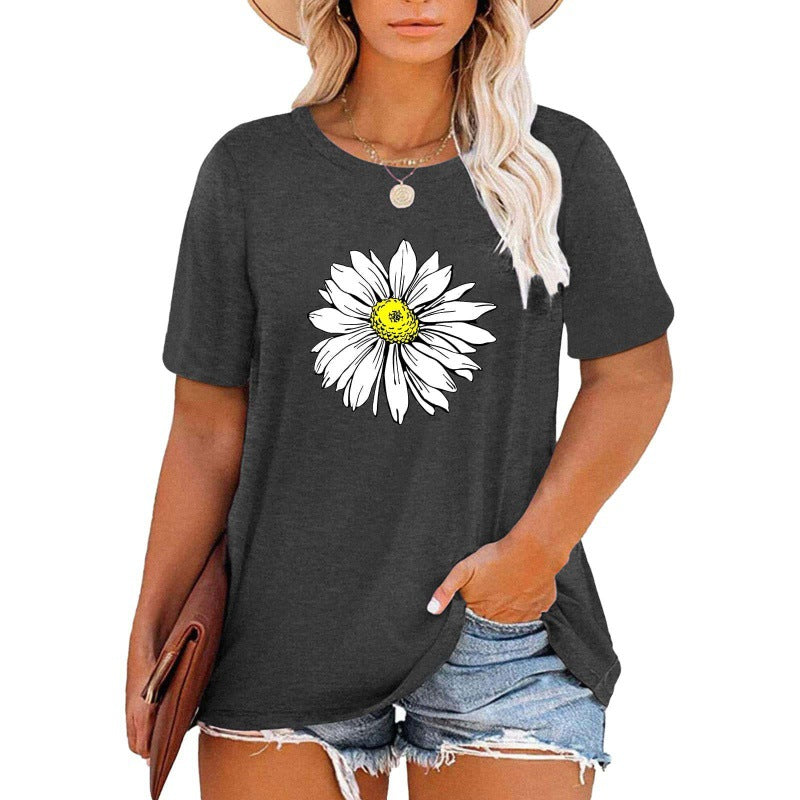 ✨Damen V-Ausschnitt Gänseblümchen-Print T-Shirts Freizeit-T-Shirts
