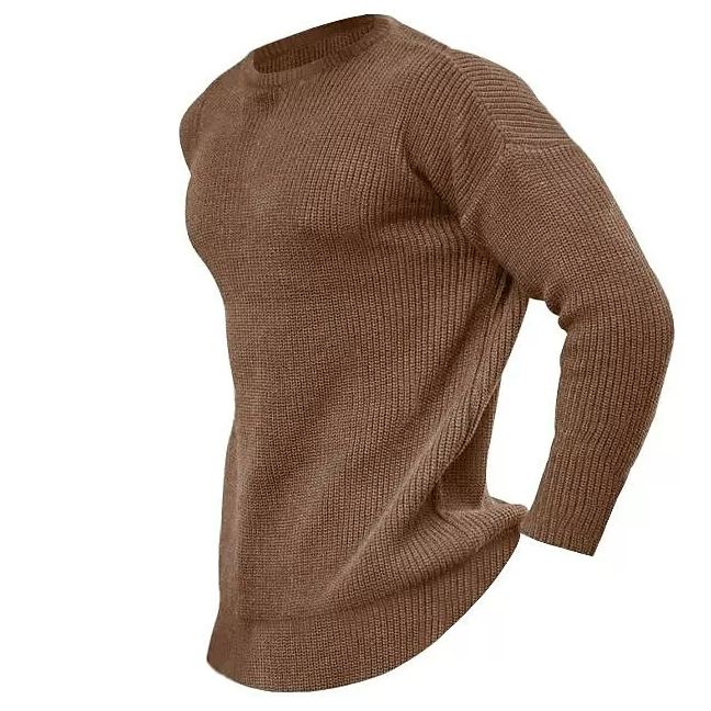 Pull en tricot à col rond de couleur unie pour homme