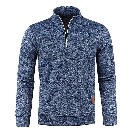 Herren Stehkragen Half Zip Langarm Dünner Fleece Pullover